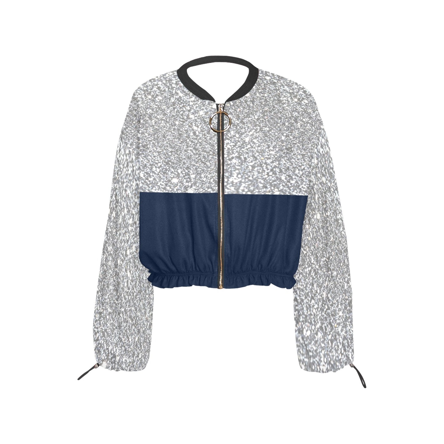 I'm Festive Silver Glitters/Blue Chiffon Cropped Jacket