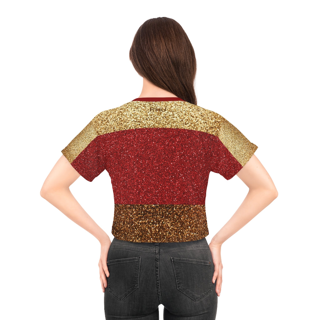 I'm Festive AOP Crop Tee Red Gold