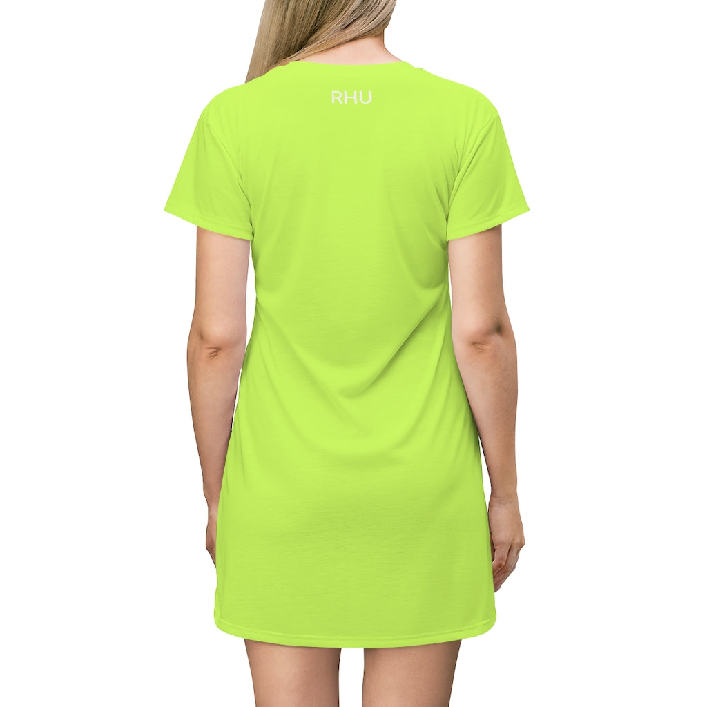 Cat Sleep Eat Light Fluo Green/Night Blue T-shirt Dress