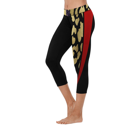 Leopard black red cropped leggings