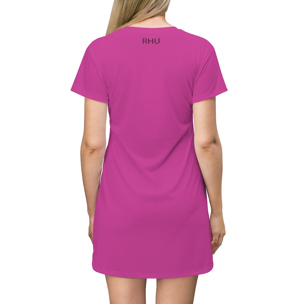 Cat Sleep Eat Light Pale Pink Fucsia Side T-shirt Dress