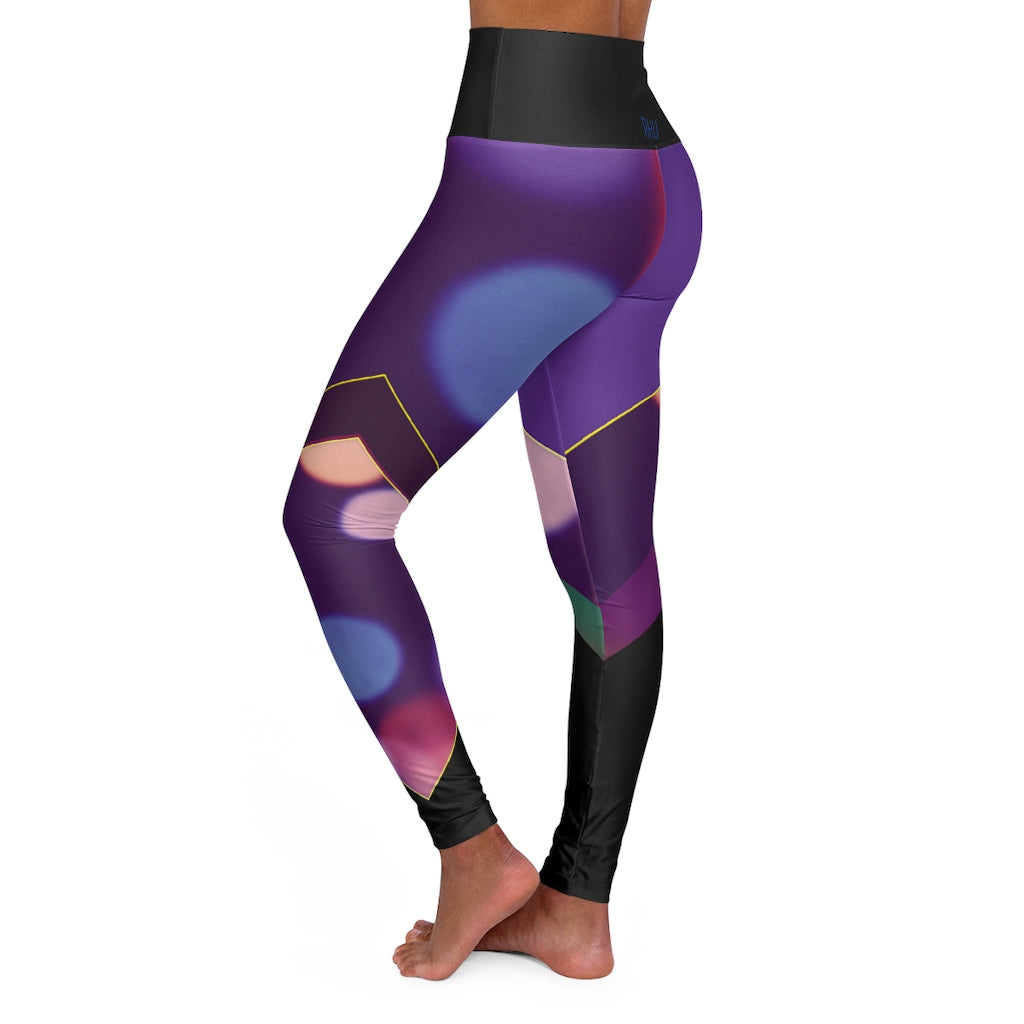 High Waisted Yoga Leggings Fading Bubbles Purple RHU