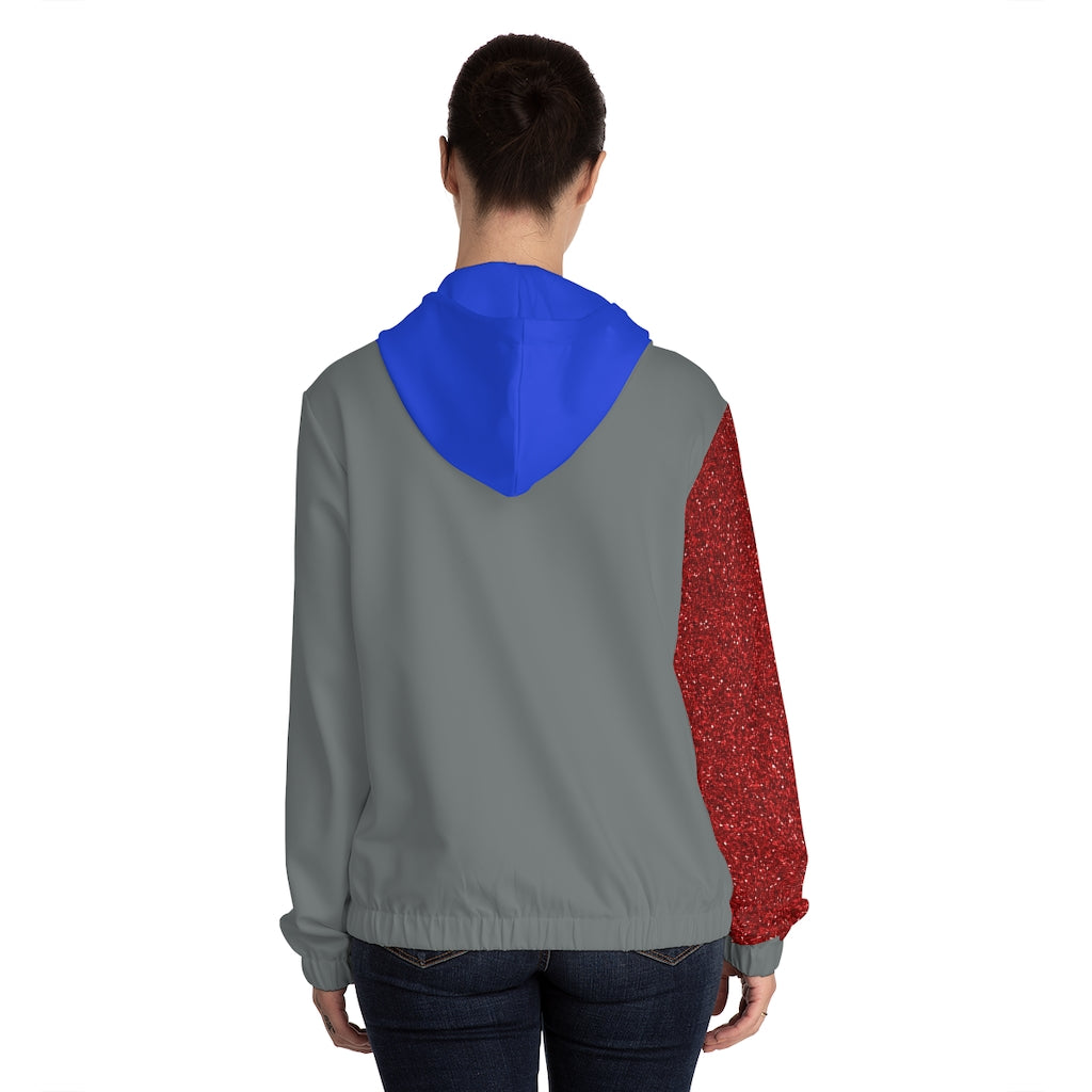 Women’s Full-Zip Hoodie Red/Blue/Grey