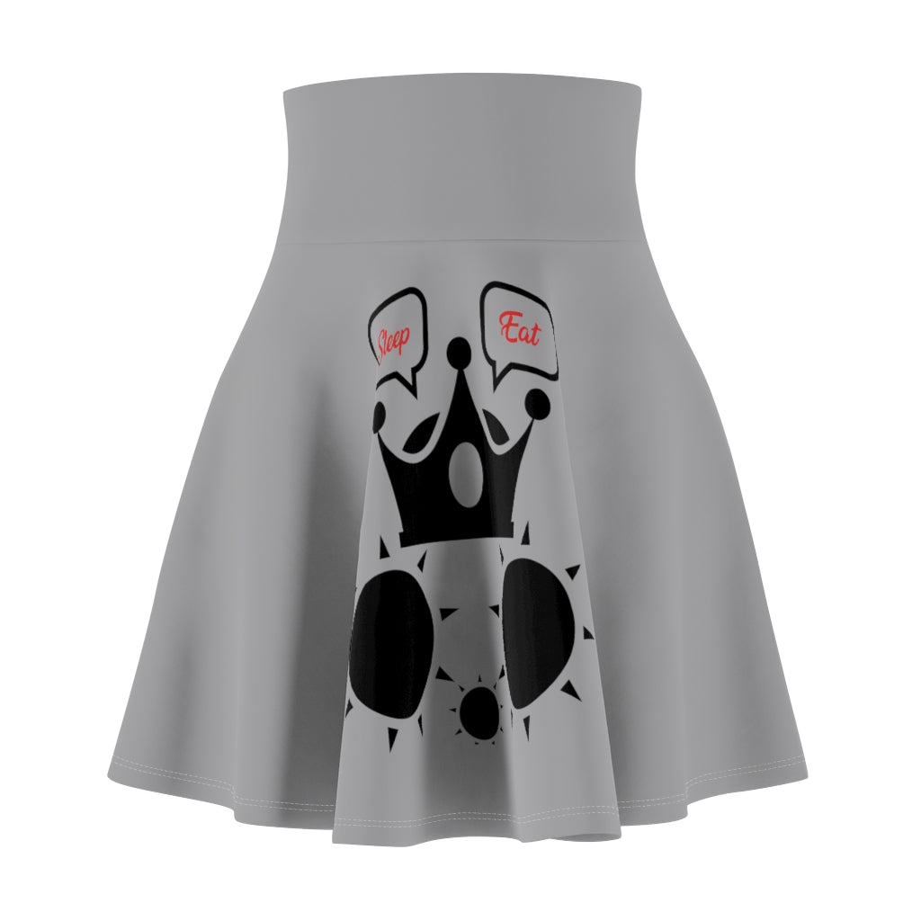 Cat Sleep Eat Women's Skater Skirt Grey/Red/Black