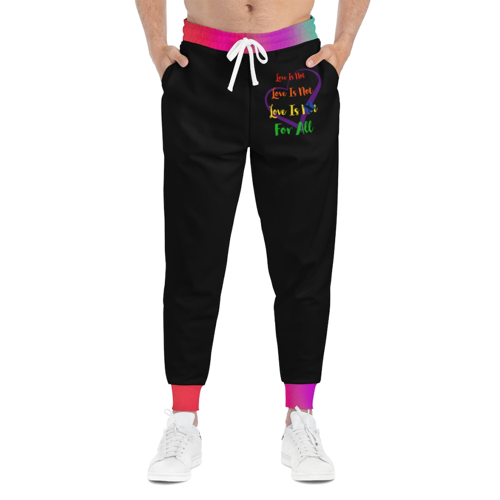 Human Rights LINFA Multi Pink Blue Purple Unisex Athletic Joggers (AOP) Black