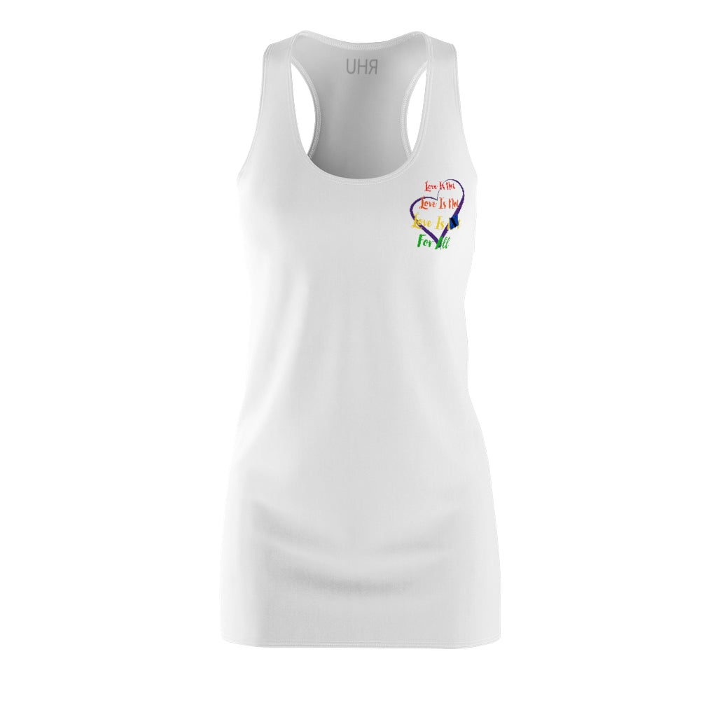 Human Rights LINFA Women's Cut & Sew Racerback White Rainbow Small Print Front/Big Print Back