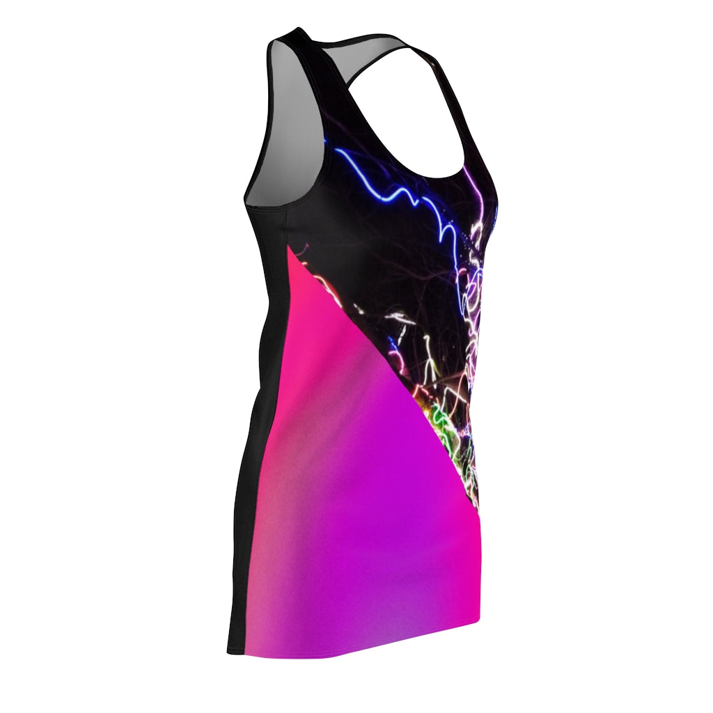 Electric Lights Women's Cut & Sew Racerback Dress Purple Fading Black Back