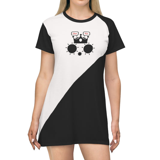 Cat Sleep Eat Light Pale Pink Black Side T-shirt Dress