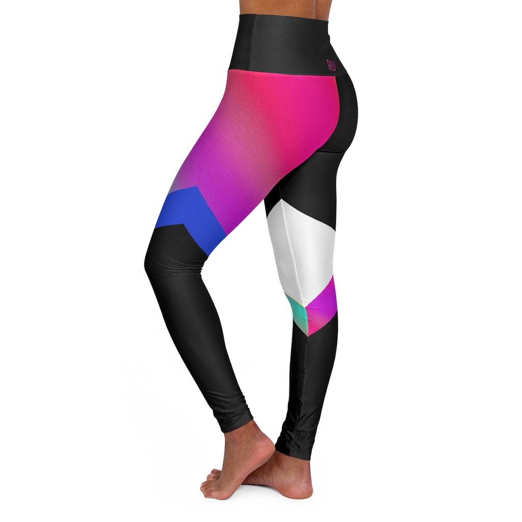 Multi Pink Blue High Waisted Yoga Leggings RHU