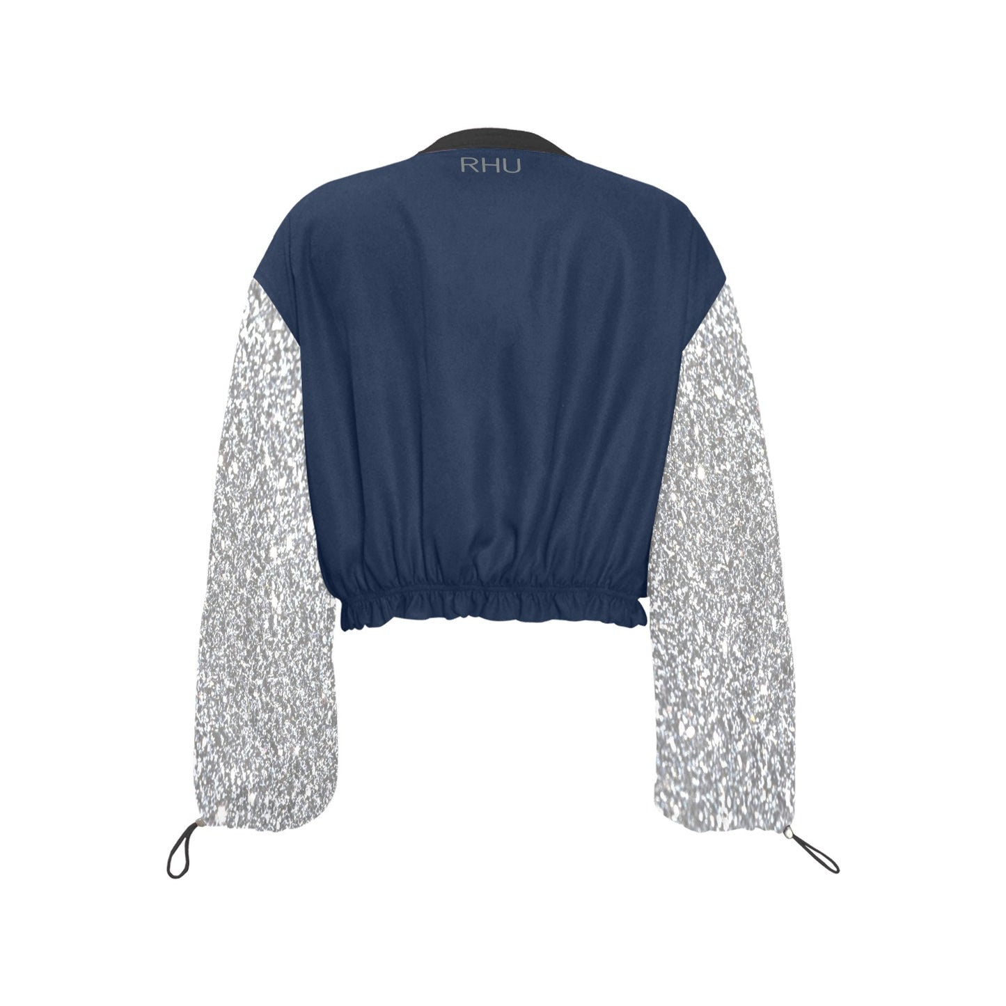 I'm Festive Silver Glitters/Blue Chiffon Cropped Jacket