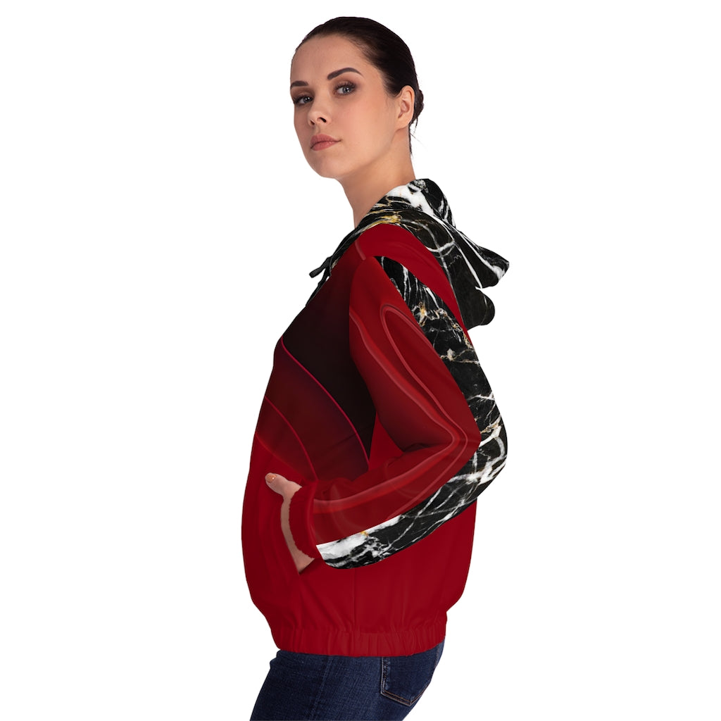 Women’s Full-Zip Hoodie Dark Red/Marble/Red Crossed