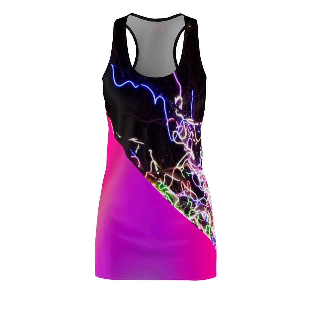 Electric Lights Women's Cut & Sew Racerback Dress Purple Fading Black Back