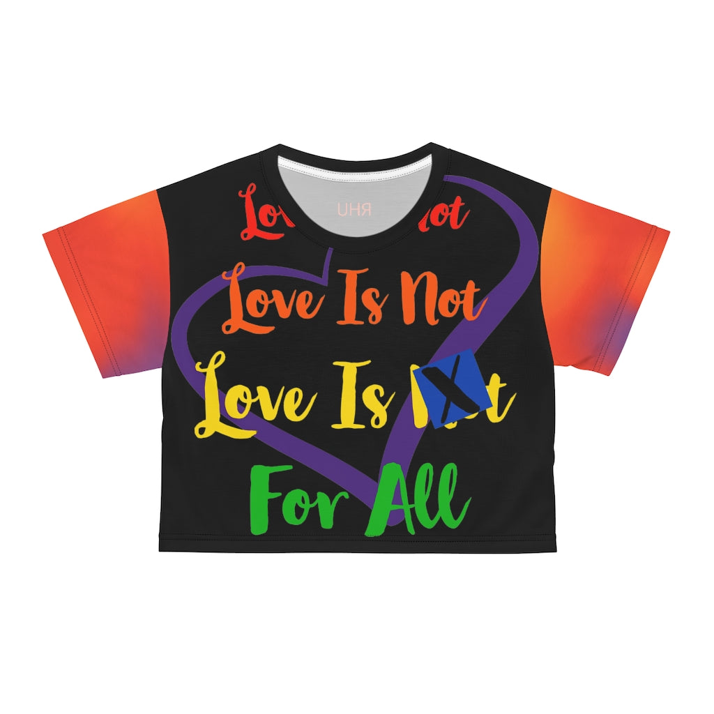 Human Rights LINFA AOP Crop Tee Black Orange Purple Sleeves