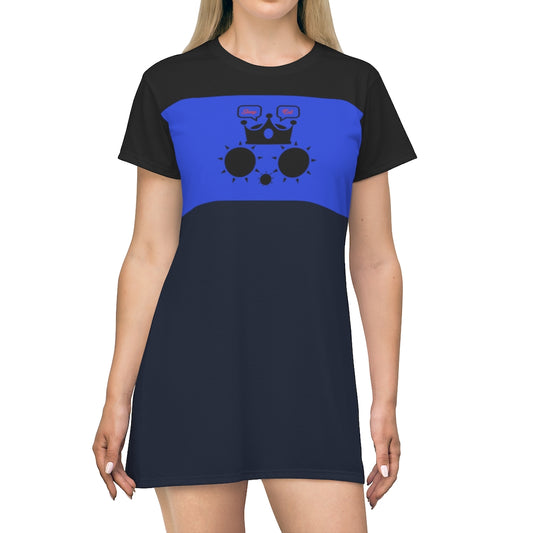 Cat Sleep Eat Blue Black T-shirt Dress