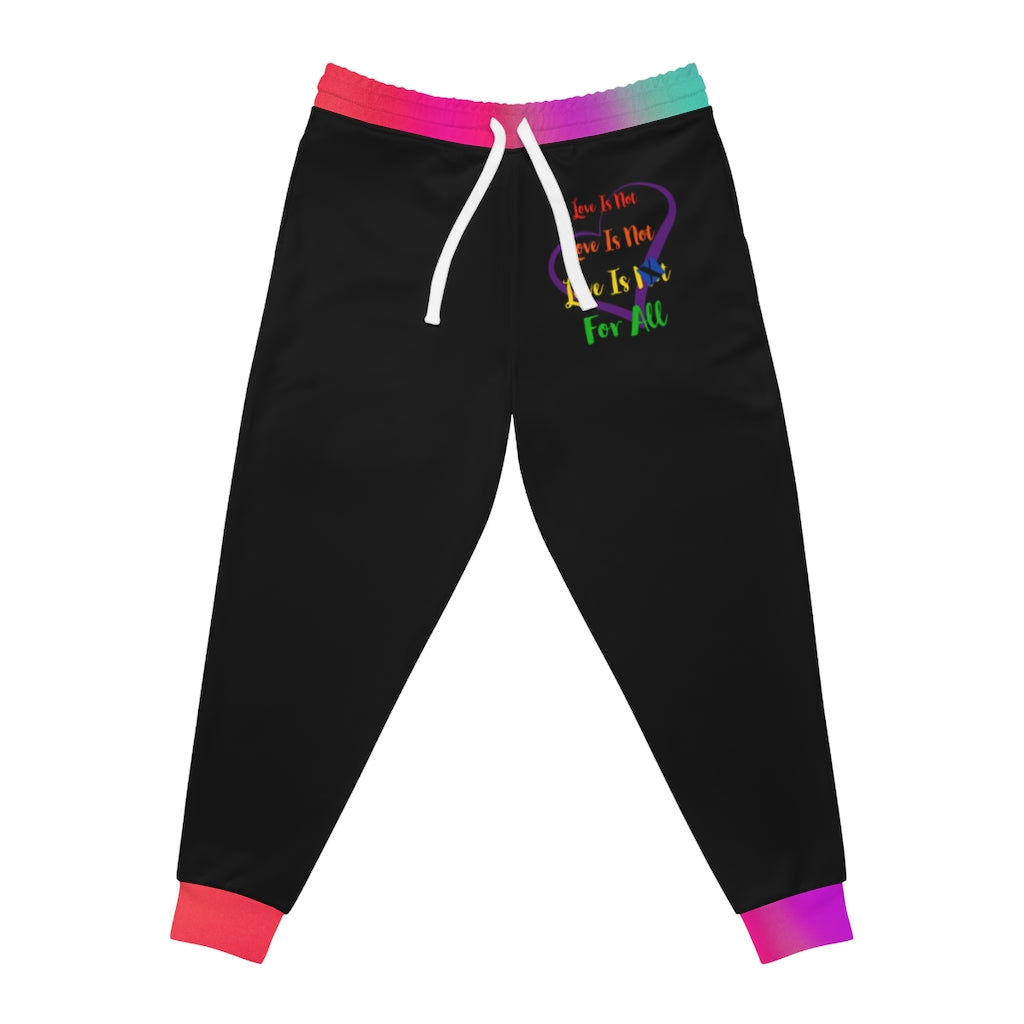 Human Rights LINFA Multi Pink Blue Purple Unisex Athletic Joggers (AOP) Black