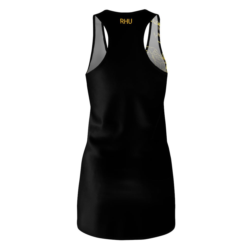 Gold Electric Lights Women's Cut & Sew Racerback Dress Black