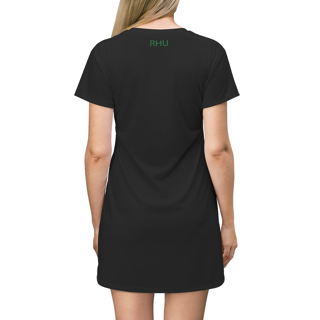 Cat Sleep Eat Green Black T-shirt Dress