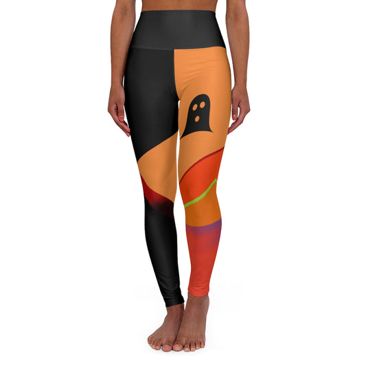 High Waisted Yoga Leggings Fading Ghost Orange Black RHU