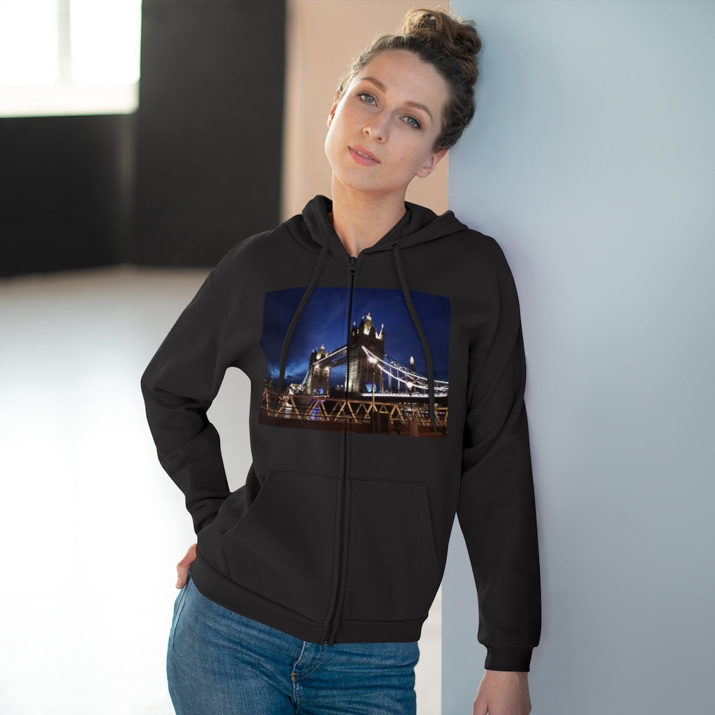 London Bridge by night Unisex Hooded Zip Sweatshirt