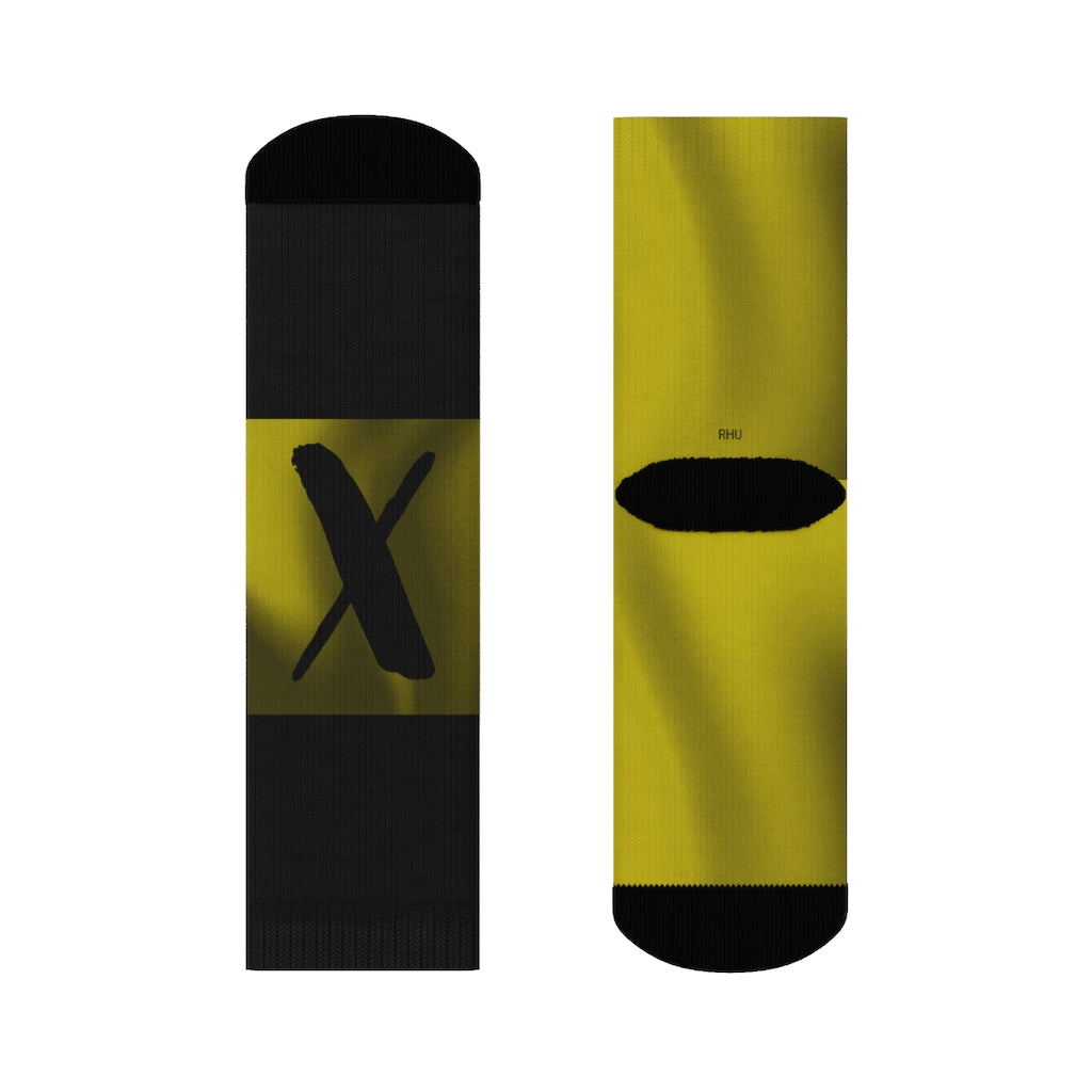 Black Yellow Duo Tone X Black Crew Socks