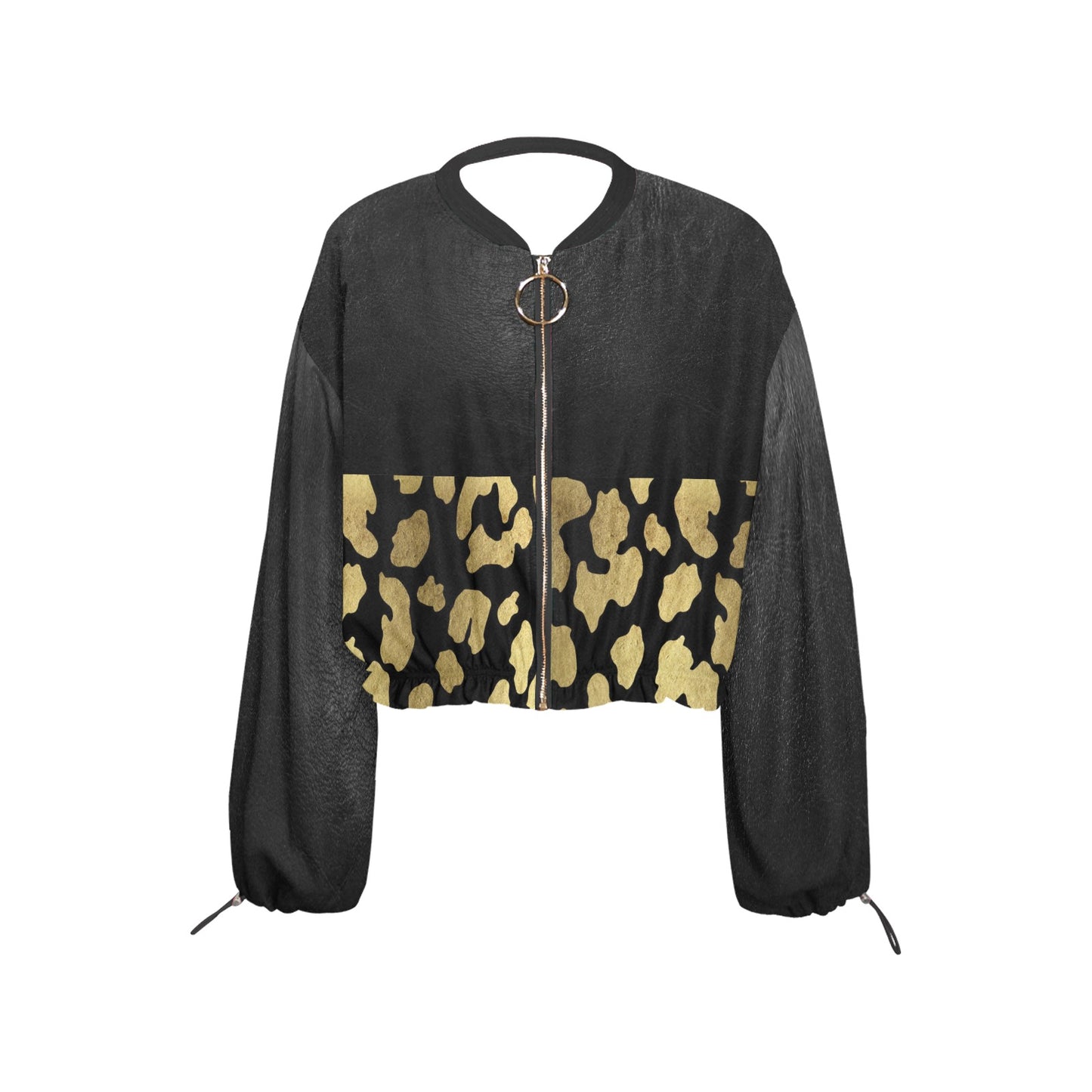 I'm Festive Leopard/Black Leather Print Chiffon Cropped Jacket  V2