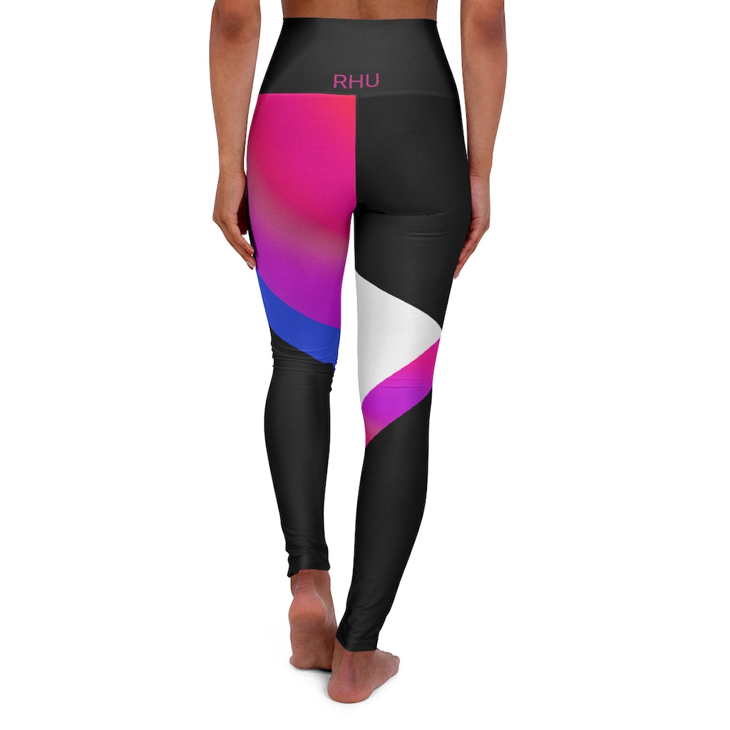 Multi Pink Blue High Waisted Yoga Leggings RHU