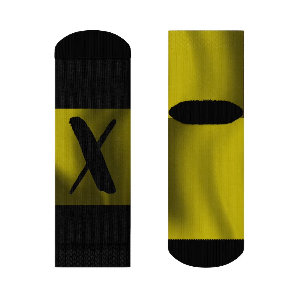 Black Yellow Duo Tone X Black Crew Socks