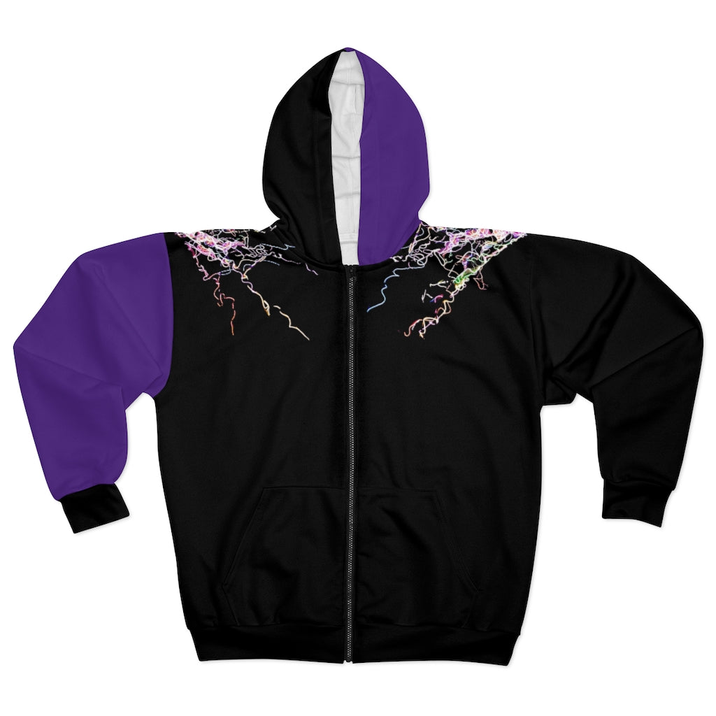 Electric Lights  Unisex Zip Hoodie Purple Sleeve