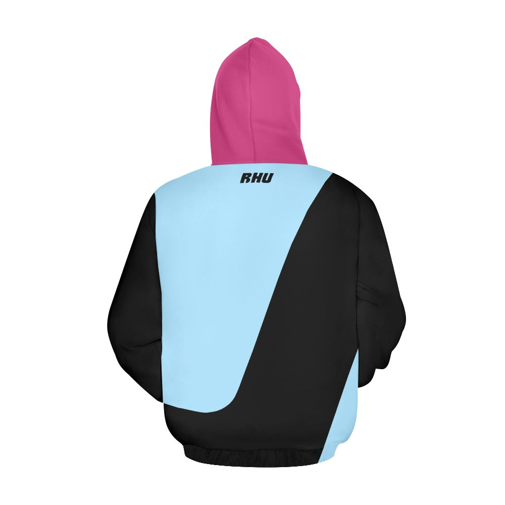 RHU Women's Hoodie Light Blue Black Fucsia