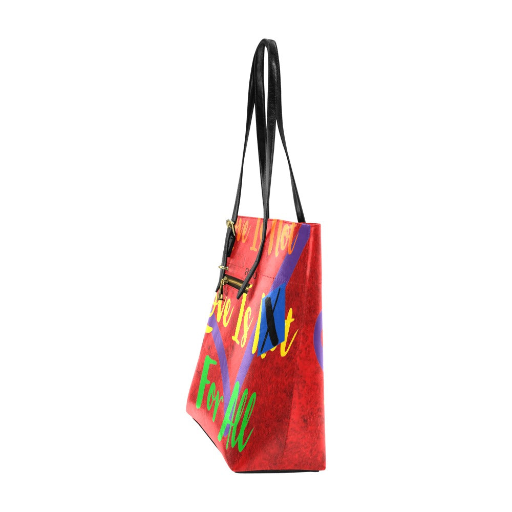 Cruelty Free PU Leather Tote Bag Human Rights Red Velvet Print Rainbow