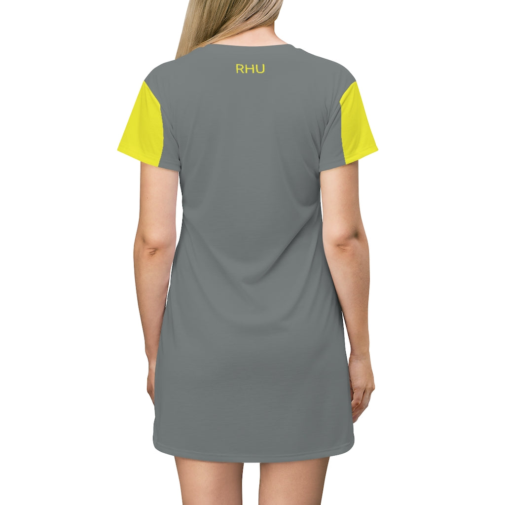 Human Rights LINFA T-Shirt Dress Grey Yellow Sleeves