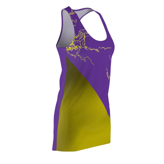 Gold Electric Lights Women's Cut & Sew Racerback Dress Lilac Yellow Duo Tone