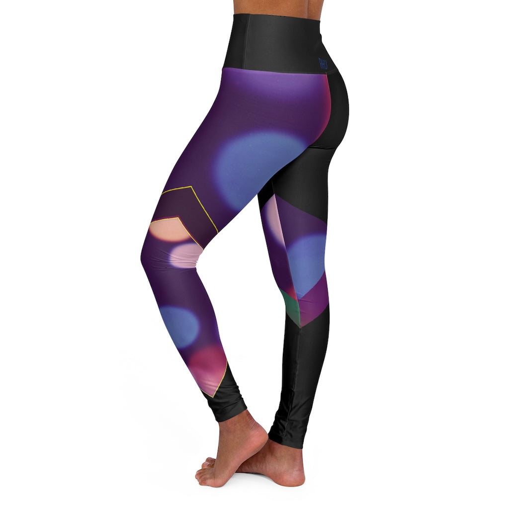 High Waisted Yoga Leggings Fading Bubbles Black RHU