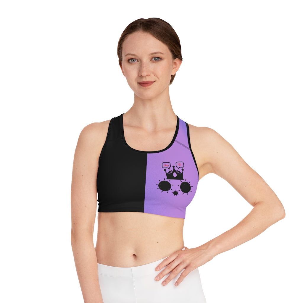 Cat Sleep Eat Color Fading  Sports Bra (AOP) Lilac