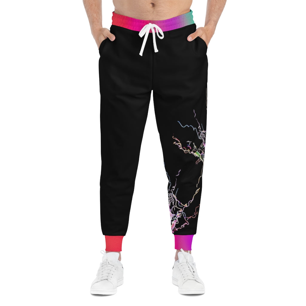 I'm Electric Multi Pink Blue Purple Unisex Athletic Joggers (AOP)