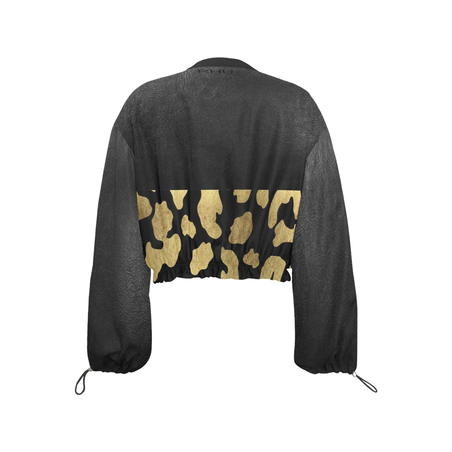 I'm Festive Leopard/Black Leather Print Chiffon Cropped Jacket  V2