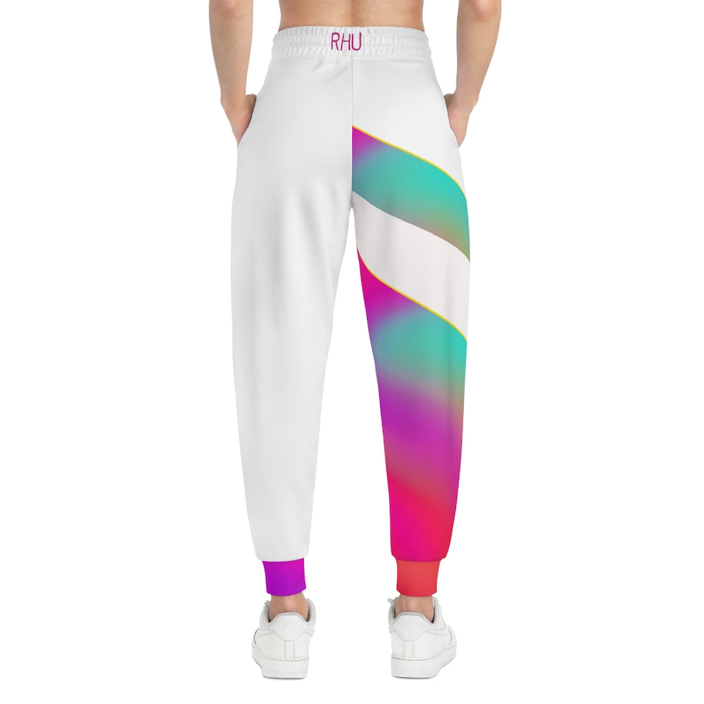 Human Rights LINFA Multi Pink Blue Purple Unisex Athletic Joggers (AOP) White