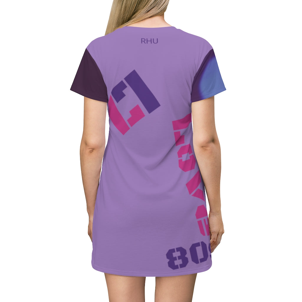 T-Shirt Dress Love 80s Lilac Color Sleeve