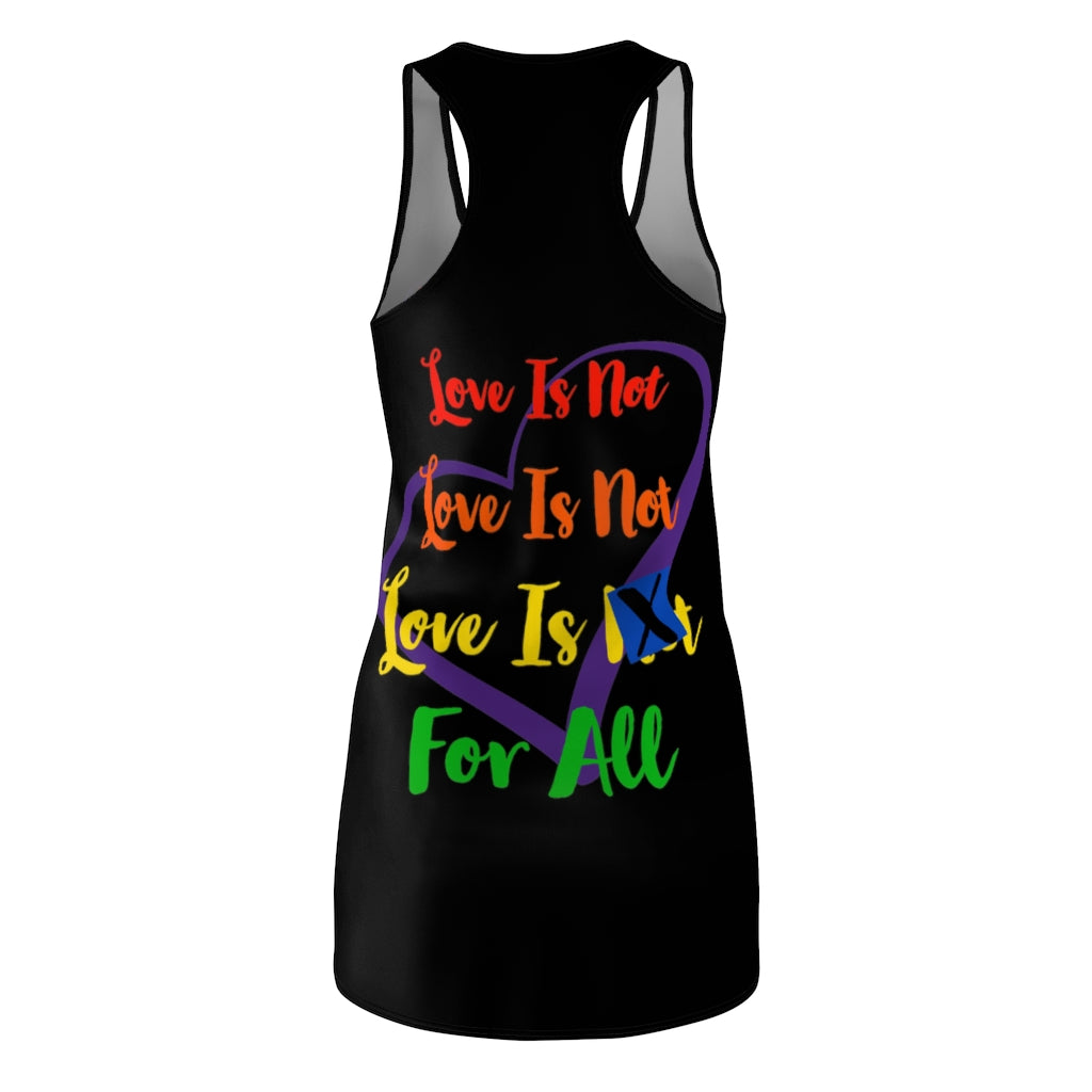 Human Rights LINFA Women's Cut & Sew Racerback Black Rainbow Small Print Front/Big Print Back