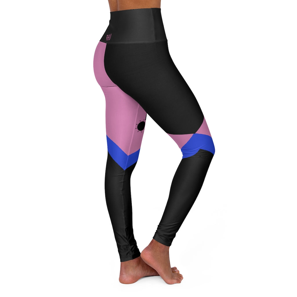 Cat Sleep Eat High Waisted Yoga Leggings Pink Blue RHU