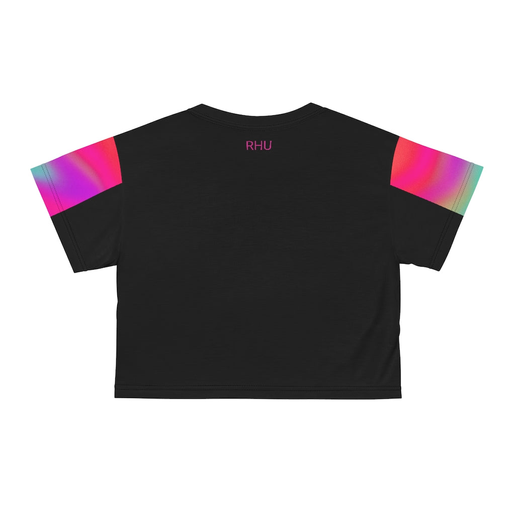 Human Rights LINFA AOP Crop Tee Black Pink Fading Sleeves