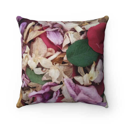 Flowers Spun Polyester Square Pillow