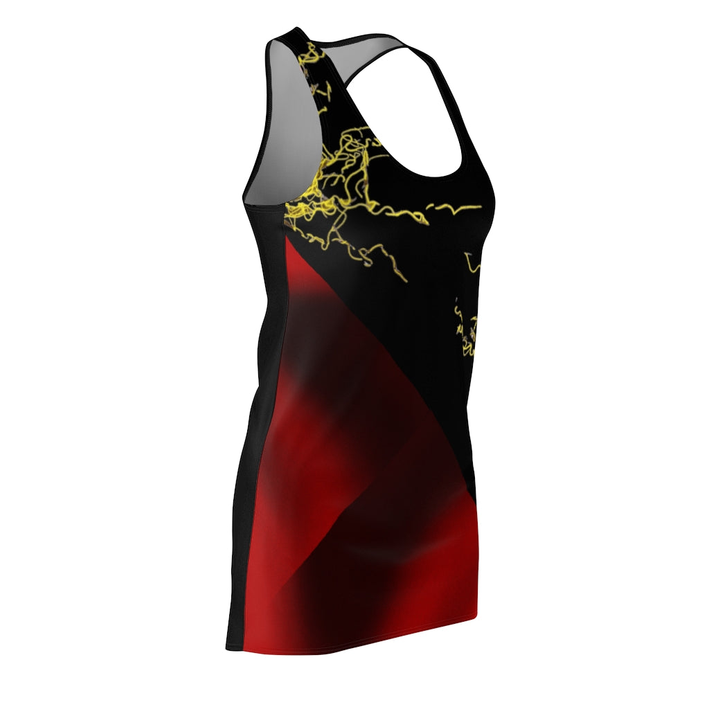 Gold Electric Lights Women's Cut & Sew Racerback Red Fading Dress Black