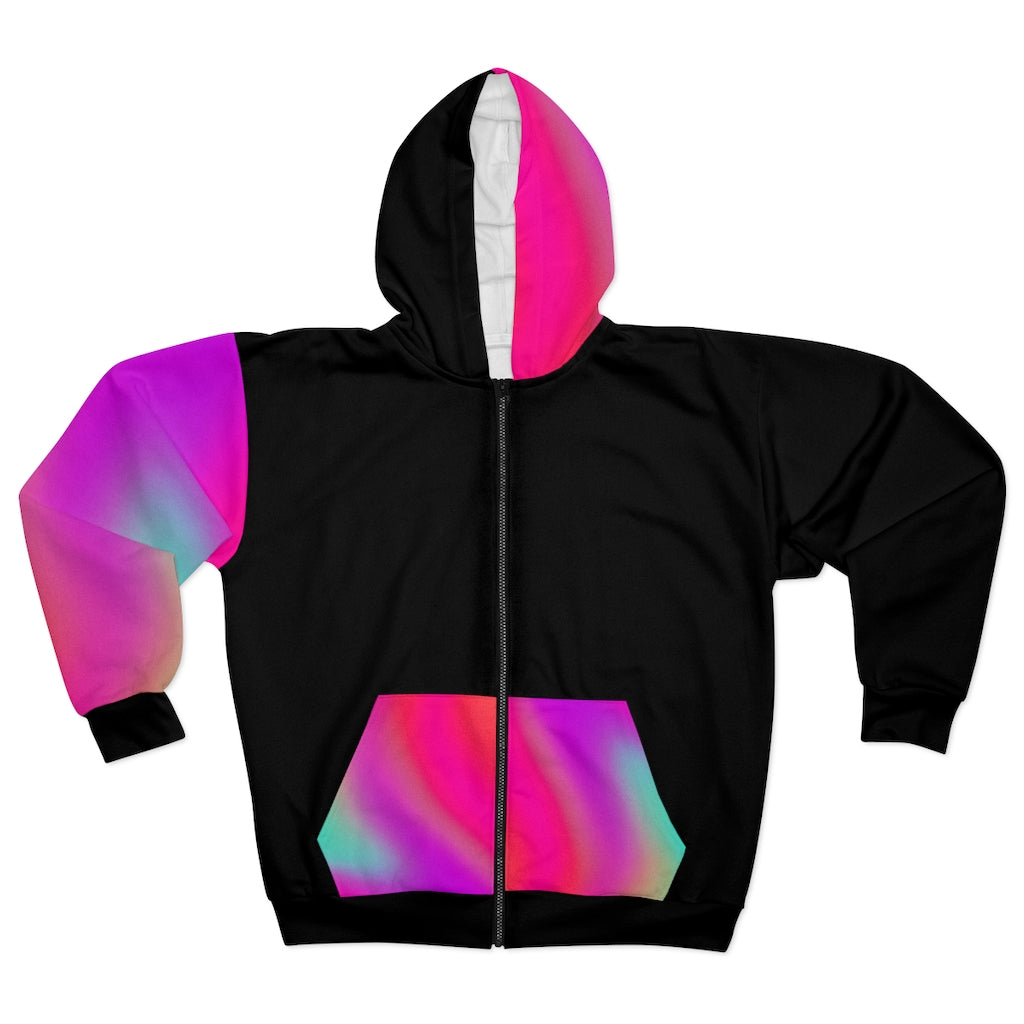 Pink/Ocean/Purple  Unisex Zip Hoodie Purple Sleeve