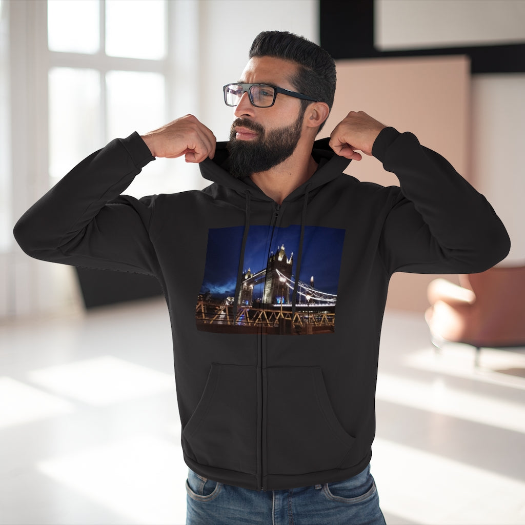 London Bridge by night Unisex Hooded Zip Sweatshirt