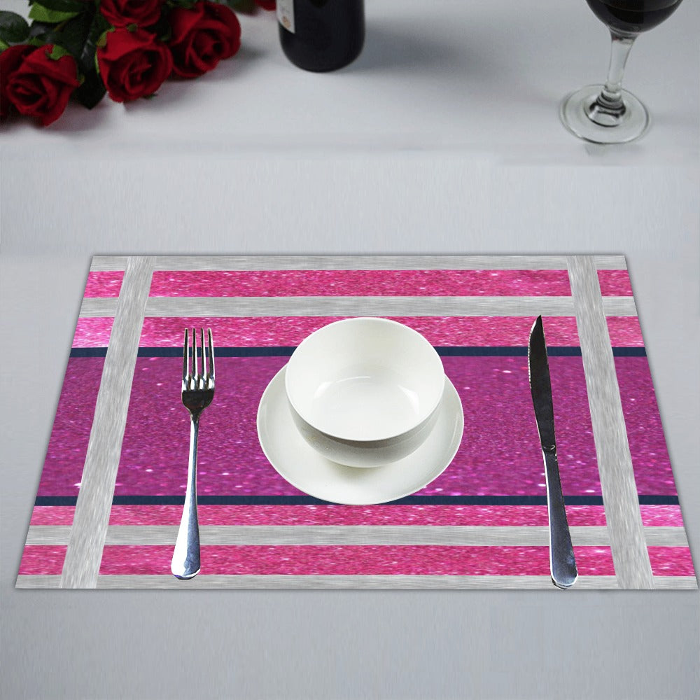 I'm Festive Purple Pink Silver Glitters Placemats (Set Of 2)