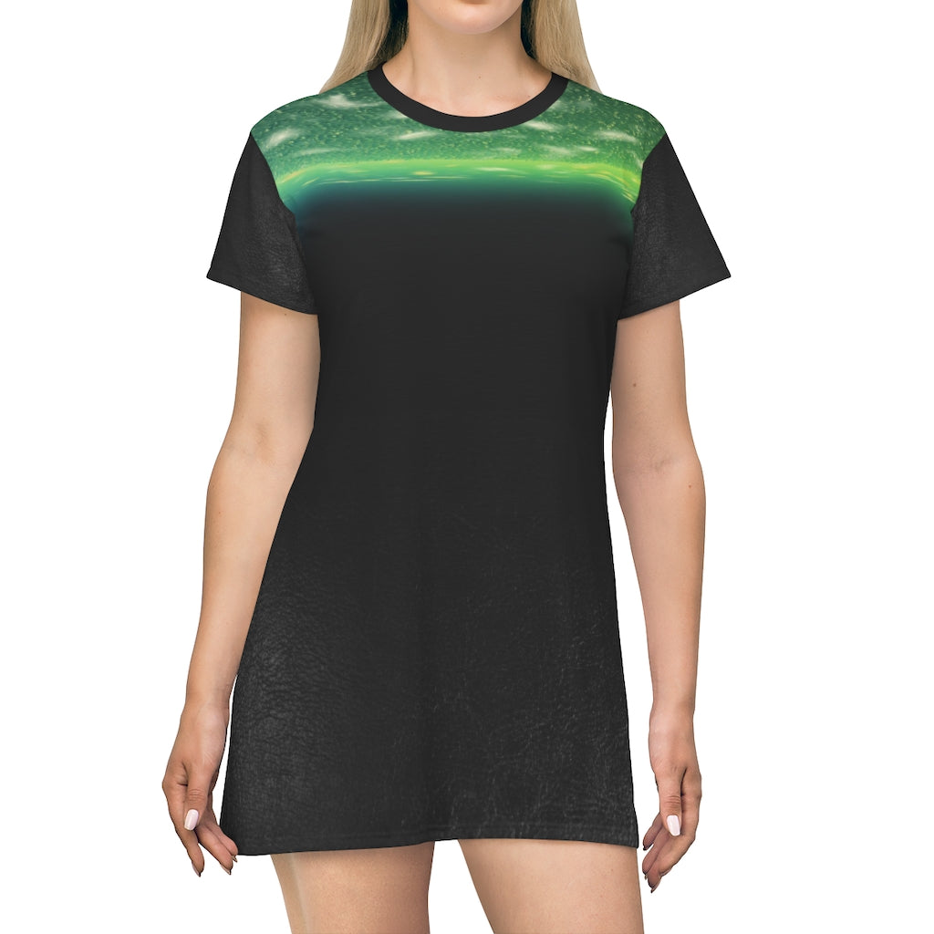 Green/Black T-shirt Dress