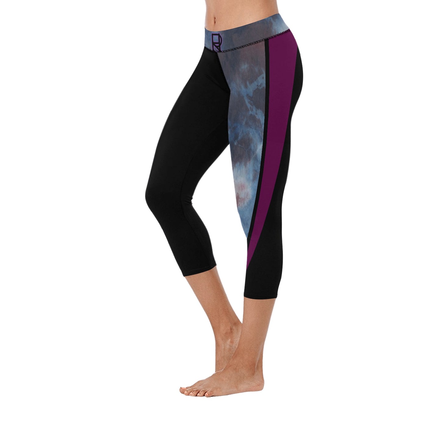 Cropped Leggings Black, Purple, Fantasy