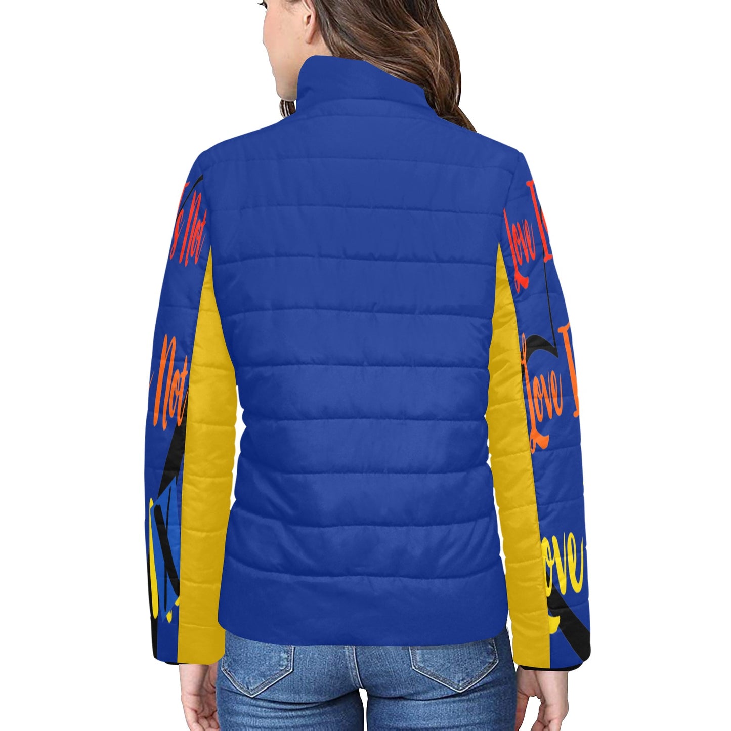 Human Rights Women's Padded Jacket (Front Print/Solid Color Back)