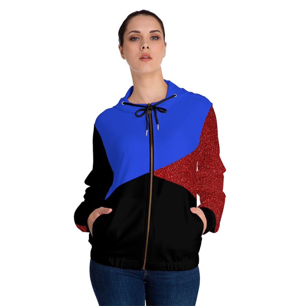 Women’s Full-Zip Hoodie Crossed Blue/Red/Black